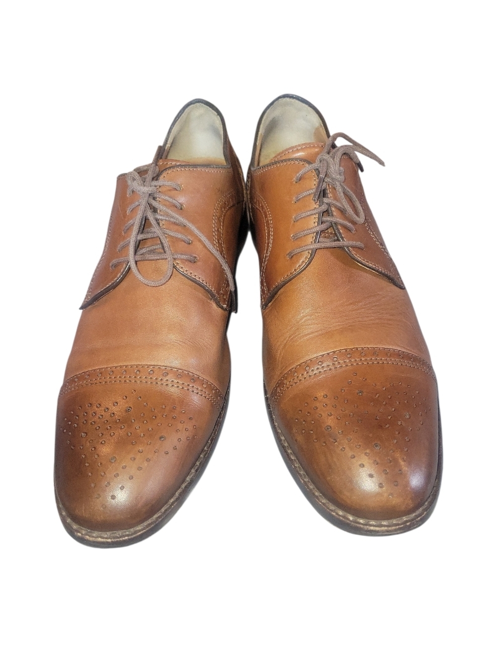 Johnston & Murphy Alredge Men's Brown Leather Cap-Toe Oxford Dress Shoes Sz 10M